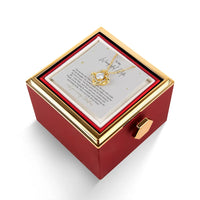 Sparkling CZ Crystal Pendant, Wife Love Knot Necklace, White or Yellow Gold Finish, Heartfelt Christmas Present, Rotating Rose Gift Box