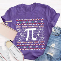 Math Teacher Holiday T-Shirt, Candy Cane Pi Symbol Christmas Shirt, Humorous Pi Graphic Tee, Christmas Math Teacher Shirt, Xmas STEM Present