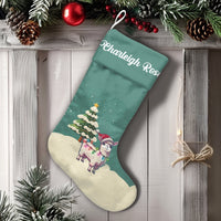 Personalized Animal Holiday Stocking, Adorable Santa Llama Christmas Stocking, Custom Name Christmas Stocking, Festive Kids Christmas Stocking