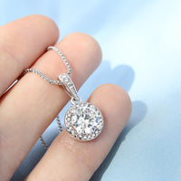 Cubic Zirconia Pendant Necklace, Eternal Hope Necklace for Wife, White Gold Pendant Necklace, Romantic Christmas Jewelry Present for Her