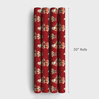 Musical Watercolor Wrapping Paper Roll, Santa Violin Red Wrapping Paper, Festive Holiday Gift Wrap, Christmas Musician Wrapping Paper Roll