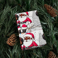 African American Santa and Girl Gift Wrap, Black Santa Wrapping Paper, Black Santa Coloring Page Paper Roll, Christmas Holiday Gift Wrap