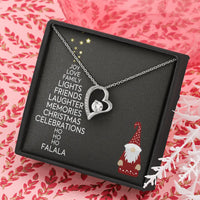 Forever Love Heart Necklace, Christmas Tree Word Art Necklace, Cubic Zirconia Holiday Pendant, Christmas Jewelry Present for Her