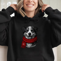 Adorable Puppy Red Scarf Hoodie, Christmas Dog Hoodie, Festive Holiday Dog Lover Hoodie, Comfy Pet Animal Sweatshirt, Adorable Xmas Present for Her