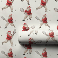 Vintage Tennis Holiday Wrapping Paper, Tennis Santa Christmas Wrapping Paper, Tennis Player Gift Wrap, Athletic Xmas Gift Wrapping Paper