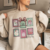 Adorable Postage Stamp Holiday Sweatshirt, Merry and Pregnant Christmas Sweatshirt, Baby Announcement Sweatshirt, Expecting Mom Xmas Crewneck