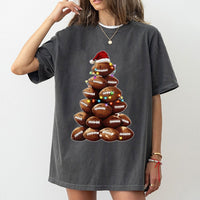 Sporty Holiday Graphic Tee, Football Christmas Tree T-Shirt, Festive Football Season Shirt, Christmas Lights Football Shirt, Sports Fan Present