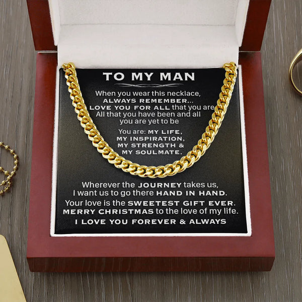 Stainless Steel Chain Necklace, To My Soulmate Cuban Link Chain Necklace, Gold Cuban Link Necklace, Christmas Present for Hus