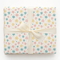 Modern Pastel Holiday Gift Wrap, Colorful Snowflake Wrapping Paper, Pink Teal Yellow Winter Wrapping Paper, Festive Christmas Gift Wrap