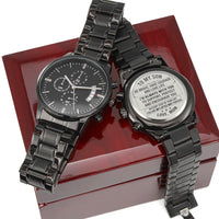 Stainless Steel Son Wrist Watch, To My Son Engraved Mens Chronograph Watch, Message Keepsake Watch, Birthday Christmas Present for Son from Mom