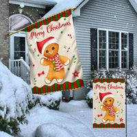 Double Sided Holiday Yard Flag, Gingerbread Man Christmas Garden Flag, Adorable Winter Cookie Flag, Festive Seasonal Outdoor Lawn House Decor
