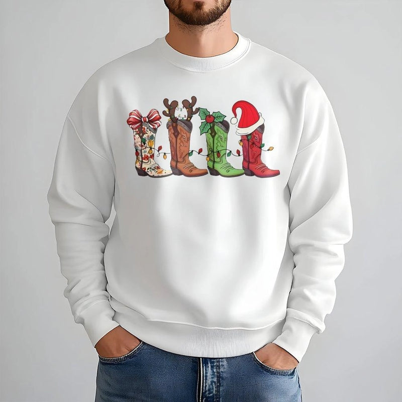 Western Holiday Crewneck, Cowboy Boot Christmas Sweatshirt, Adorable Cowgirl Xmas Sweatshirt, Retro Country Winter Pullover, Country Fan Present