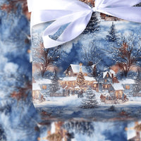Watercolor Winter Town Gift Wrap, Snowy Village Christmas Wrapping Paper, Illuminated House Holiday Wrapping Paper, Comfy Festive Gift Wrap