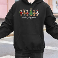 Adorable Holiday Geese Hoodie, Jolly Goose Christmas Hoodie, Humorous Xmas Animal Hooded Sweatshirt, Festive Goose Pullover Hoodie, Winter Present