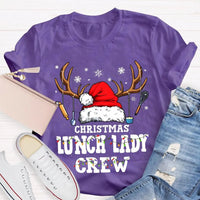 Santa Hat Kitchen Utensils Graphic Tee, Christmas Lunch Lady Shirt, School Cafeteria Worker Holiday T-Shirt, Lunch Lady Xmas Present