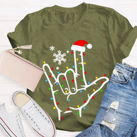 ASL Snowflake Holiday Lights Shirt, Sign Language Christmas T-Shirt, Deaf Community Graphic Tee, ASL Christmas Tee