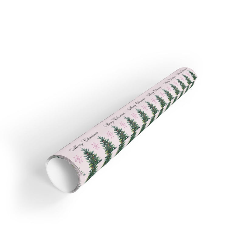 Merry Christmas Gift Wrap Roll, Christmas Tree and Snowflake Wrapping Paper, Holiday Wrapping Paper, Festive Xmas Paper, Winter Gift Wrap