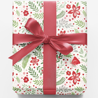 Botanical Holiday Gift Wrap, Winter Floral Christmas Wrapping Paper, Festive Botanical Wrapping Paper, Elegant Winter Present Paper Roll