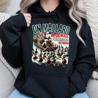 Santa Sleigh Mallard Duck Sweatshirt, Duck Hunting Christmas Hoodie, Humorous Waterfowl Hunter Pullover, Winter Hunting Graphic Hoodie