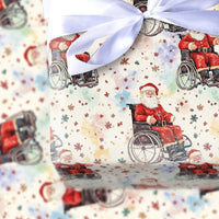 Inclusive Santa Gift Wrap, Watercolor Wheelchair Santa Wrapping Paper, Colorful Stars Christmas Wrapping Paper, Holiday Gift Wrap Roll