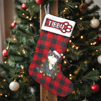 Red Buffalo Plaid Pet Stocking, Personalized Cat Christmas Stocking, Custom Name Cat Holiday Stocking, Adorable Cat Lover Xmas Present Stocking