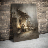 Holy Family Manger Canvas Print, Nativity Scene Canvas Wall Art, Christian Christmas Wall Decor, Religious Canvas Art, Spiritual Home Present
