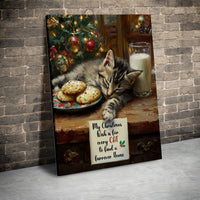 My Christmas Wish Quote Canvas, Sleeping Kitten Christmas Canvas Art, Adorable Cat Holiday Wall Art, Kitten Canvas Print, Cat Lover Xmas Present