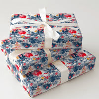 Asian Pagoda Holiday Gift Wrap, Chinoiserie Christmas Wrapping Paper, Fu Character Wrapping Paper, Winter Pine Tree Holiday Wrapping Paper
