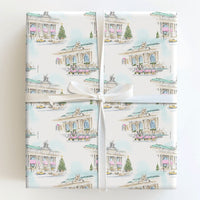 Watercolor New York Christmas Wrapping Paper, NYC Grand Central Gift Wrap, Snowy City Yellow Cab Gift Wrapping Paper, Holiday Present Wrap