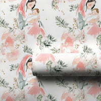 Nativity Holiday Gift Wrap, Madonna and Child Christmas Wrapping Paper, Religious Watercolor Wrapping Paper, Christian Xmas Gift Wrap Roll