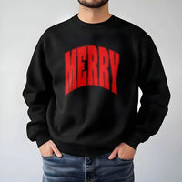 Varsity Holiday Sweatshirt, Merry Christmas Sweatshirt, Retro Arch Lettering Crewneck, Comfy Winter Pullover, Festive Xmas Present Sweatshirt