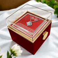 Sparkling CZ Crystal Necklace, Wife Love Knot Necklace Rotating Rose Box, Gold Finish Pendant Necklace, Romantic Christmas Present for Her