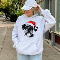 Christmas Schnauzer Dog Hoodie, Schnauzer Santa Hoodie, Festive Dog Lover Sweatshirt, Winter Holiday Pet Pullover, Present for Schnauzer Mom