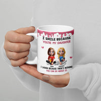 I Smile Because You're My Daughter Coffee Cup, Humorous Daughter Ceramic Mug, Adorable Cartoon Parent Mug, Birthday Christmas Present for Daughter
