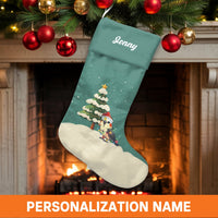 Santa Hat Bird Christmas Stocking, Personalized Cockatiel Christmas Stocking, Custom Pet Holiday Stocking, Cockatiel Lover Xmas Decor Present