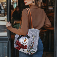 Winter Holiday Tree Tote Bag, Christmas Snowman and Cardinal Tote Bag, Festive Seasonal Shoulder Tote Bag, Large Daily Handbag Xmas Present