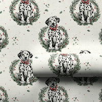Dog Lover Gift Wrap, Dalmatian Christmas Wreath Wrapping Paper, Adorable Puppy Present Wrap, Festive Winter Pet Wrapping Paper, Xmas Gift Wrap
