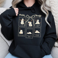 Medical Christmas Holiday Sweatshirt, Humorous Snowman Pain Scale Nurse Hoodie, RN Hospital Pullover, Healthcare Worker Xmas Sweater