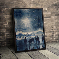 Three Wise Men Following Star Digital Download, Nativity Scene Canvas Print, Religious Christmas Wall Art, Christian Holiday Nativity Decor