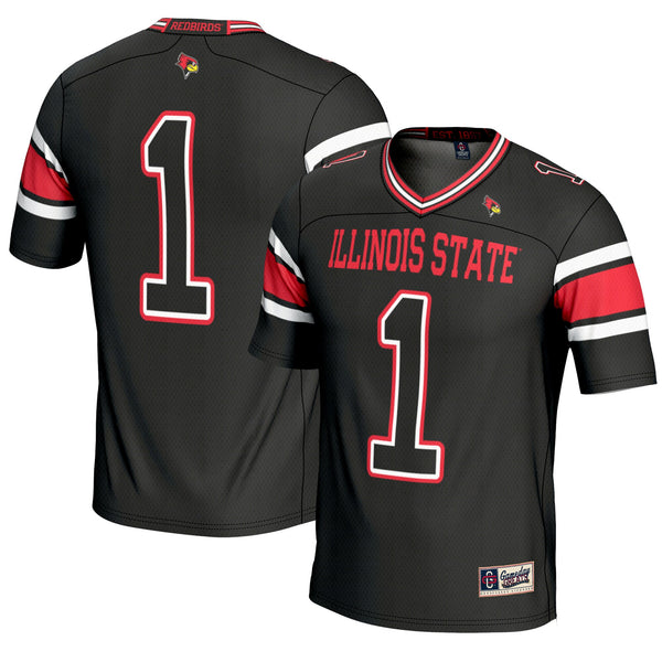 #1 Illinois State Redbirds Endzone Football Jersey - Black