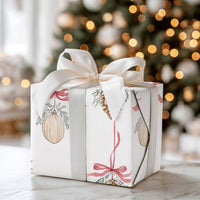 Watercolor Ornament Holiday Gift Wrap, Pinecone Christmas Wrapping Paper, Rustic Winter Wrapping Paper, Festive Xmas Gift Wrapping Paper