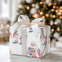 Comfy Reading Christmas Gift Wrap, Book Lover Santa Wrapping Paper, Watercolor Bookish Holiday Wrapping Paper, Reader Teacher Present Wrap
