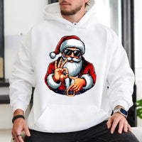 Humorous Meme Santa Sweatshirt, Cool Santa Hoodie, Holiday Graphic Hooded Pullover, Unisex Christmas Sweater, Winter Santa Claus Present