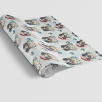 Santa Dog Wrapping Paper, Australian Shepherd Christmas Wrapping Paper, Aussie Holiday Gift Wrap, Dog Lover Wrapping Paper, Adorable Pet Wrap