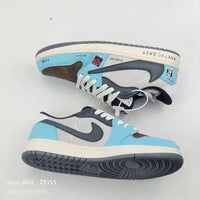 Low Top Sneakers, Gray Teal Colorway, Lace Up Design, Casual Gift for Sneaker Fans