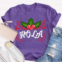 Festive Spanish Teacher Holiday Shirt, Hola Merry Christmas Elk Bilingual Teacher T-Shirt, Latinx Educator Graphic Tee