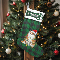 Custom Buffalo Plaid Kitty Stocking, Personalized Cat Christmas Stocking, Adorable Pet Holiday Stocking, Cat Lover Christmas Decor Present