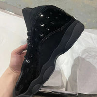 Sneakers, Black Colorway, Patent Leather Footwear, Lace Up Design, Casual Gift for Sneaker Fans