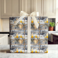 Comfy Candlelight Holiday Gift Wrap, Winter Window Scene Wrapping Paper, Snowy Landscape Christmas Wrapping Paper, Festive Xmas Present Wrap