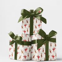 Humorous Reindeer Gift Wrap, Yoga Santa Wrapping Paper, Christmas Holiday Wrapping Paper, Festive Fitness Gift Wrap Roll, Xmas Present Paper